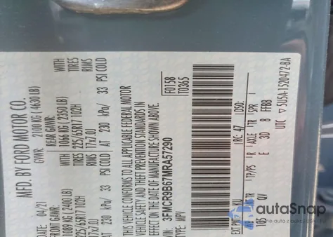 2021 Ford Bronco Sport Big Bend z USA, uszkodzony, nr VIN 3FMCR9B67MRA57290